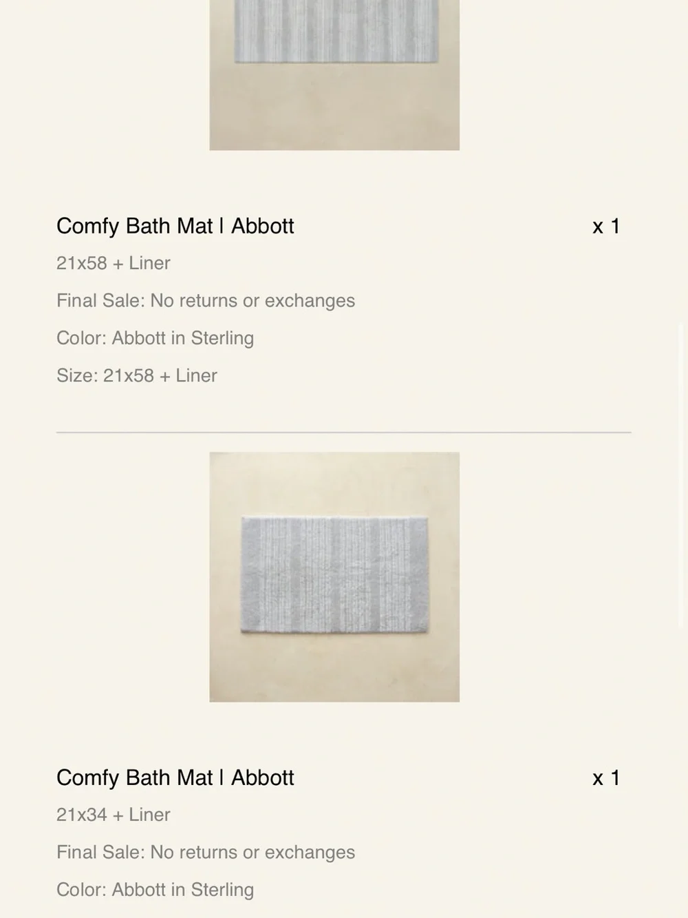 House of Noa Bath Mat - (1) 21x58 and (1) 21x34